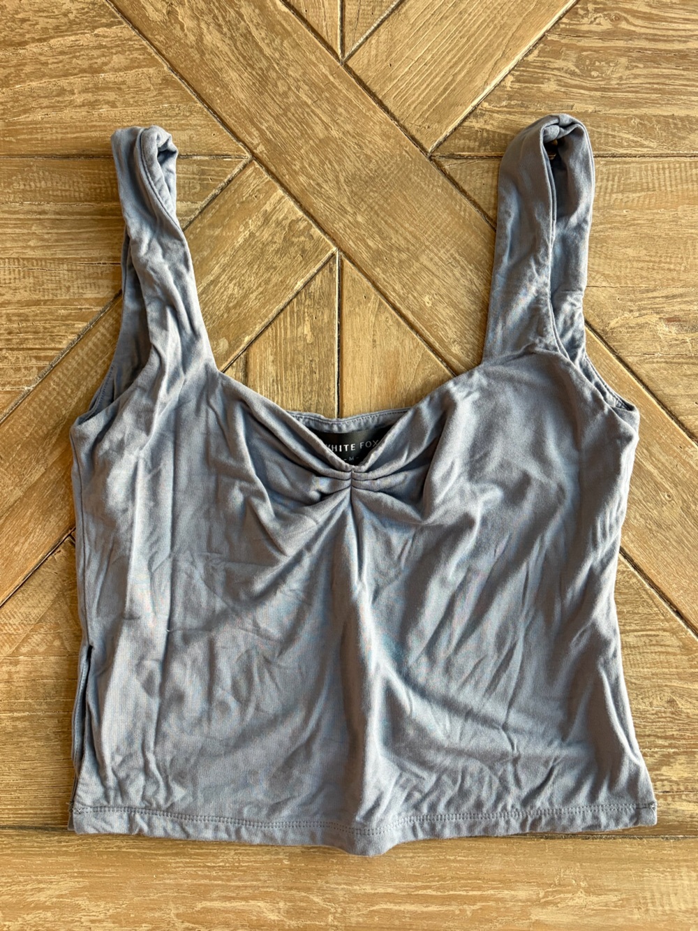 White Fox Boutique Gray Twist-Front Tank Top